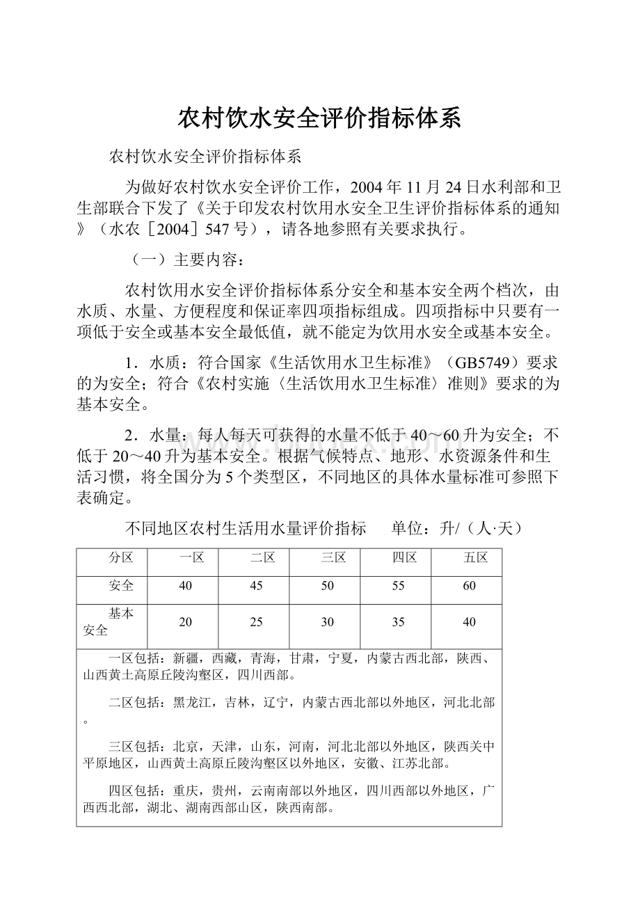 农村饮水安全评价指标体系.docx