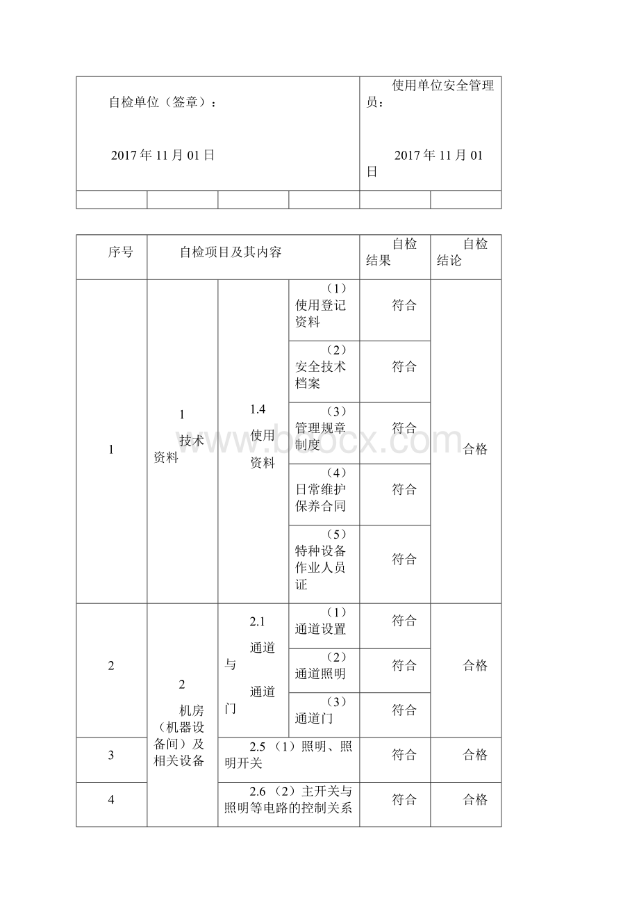 曳引驱动电梯自检报告记录范本.docx_第3页