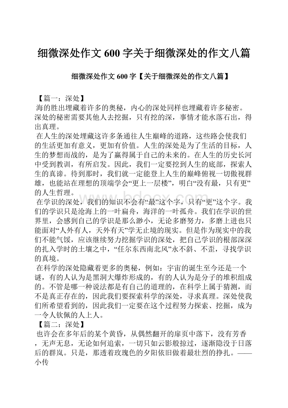 细微深处作文600字关于细微深处的作文八篇.docx