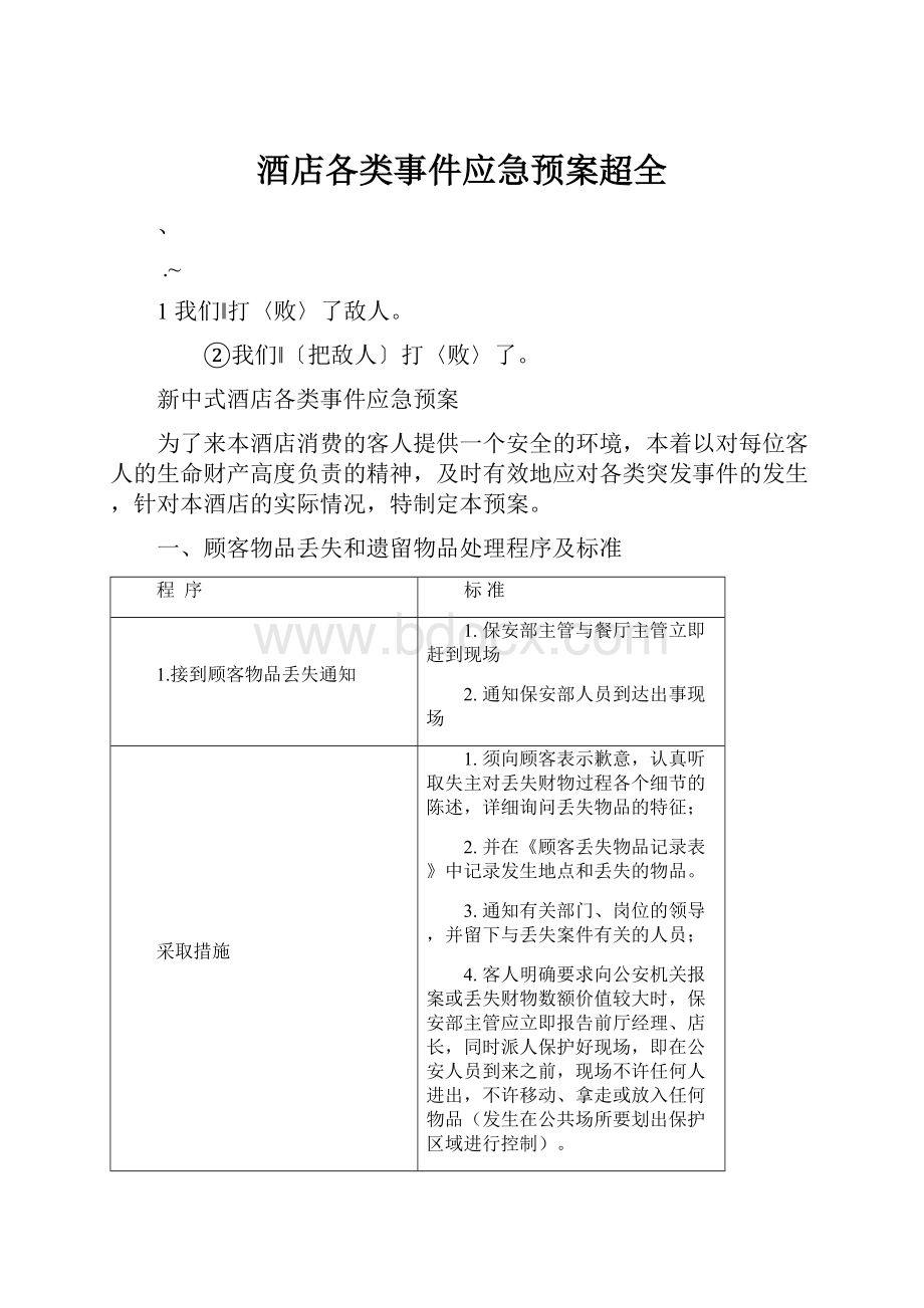 酒店各类事件应急预案超全.docx