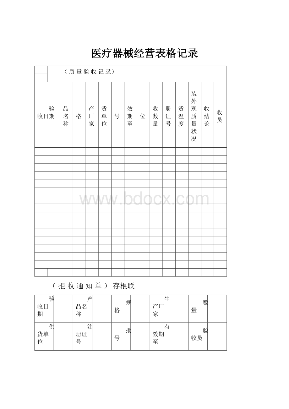 医疗器械经营表格记录.docx_第1页