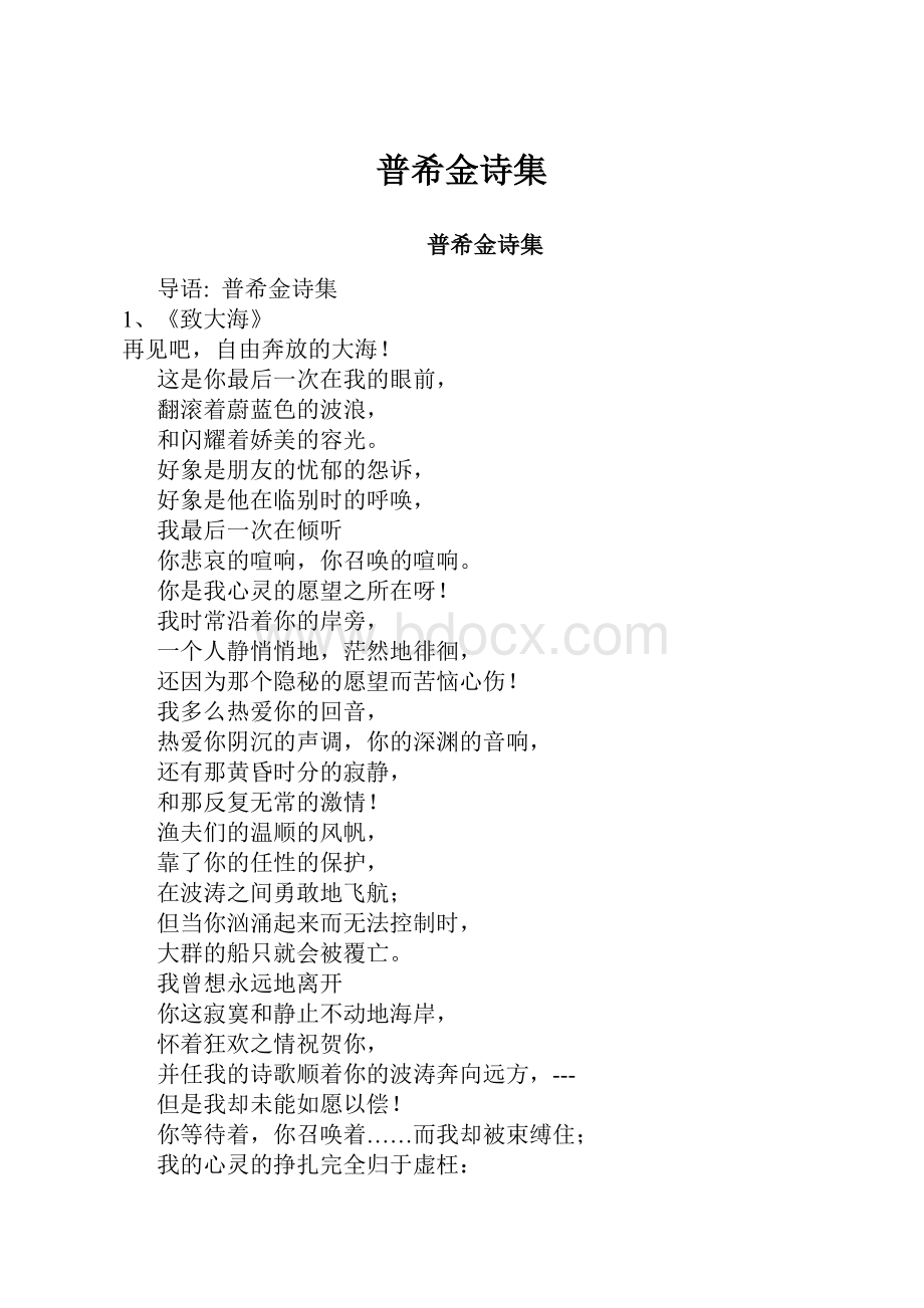 普希金诗集.docx