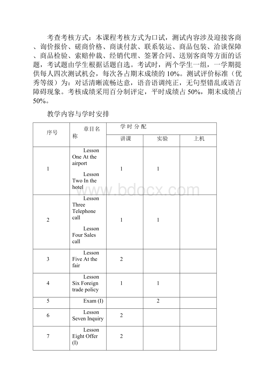 商务商务英语会话课程教学大纲.docx_第2页