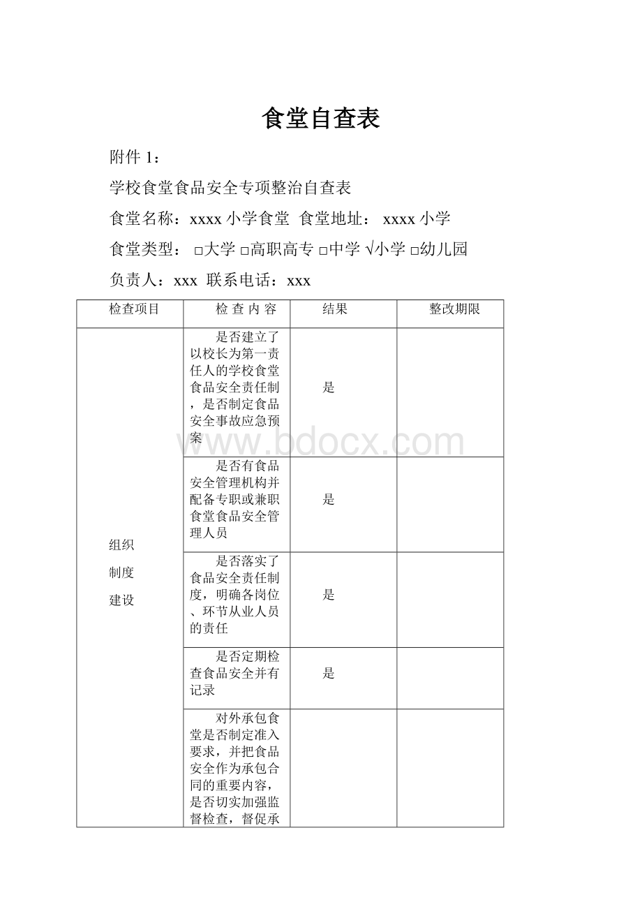 食堂自查表.docx