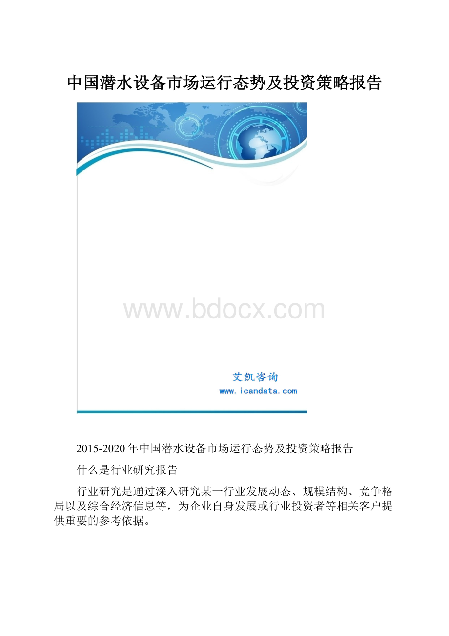 中国潜水设备市场运行态势及投资策略报告.docx