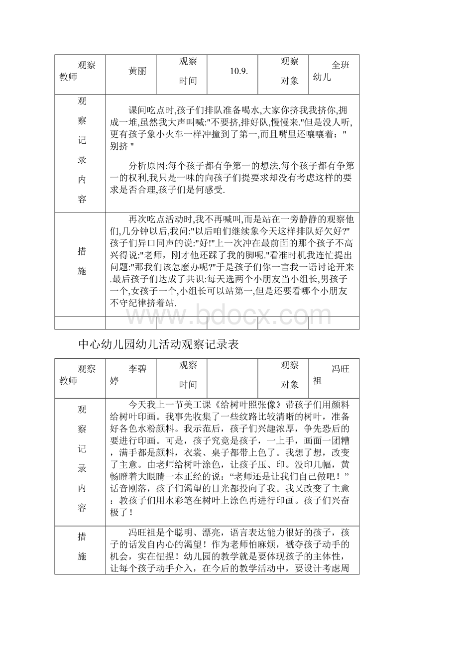 幼儿活动观察记录表儿童活动观察记录表.docx_第3页