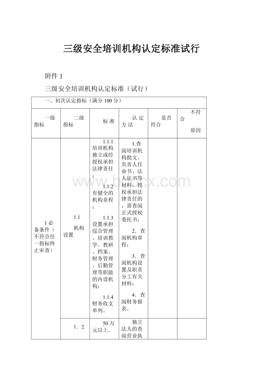 三级安全培训机构认定标准试行.docx