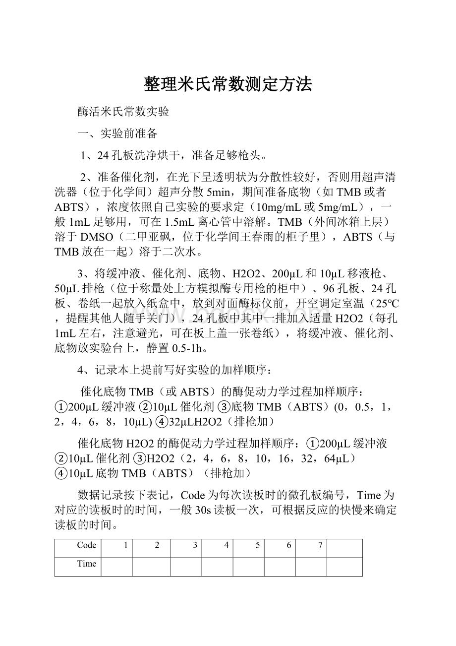 整理米氏常数测定方法.docx_第1页