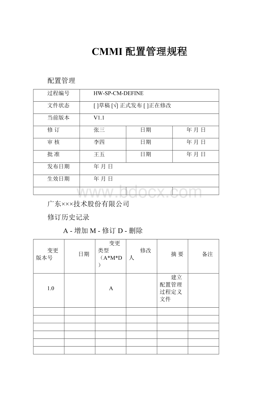 CMMI 配置管理规程.docx_第1页