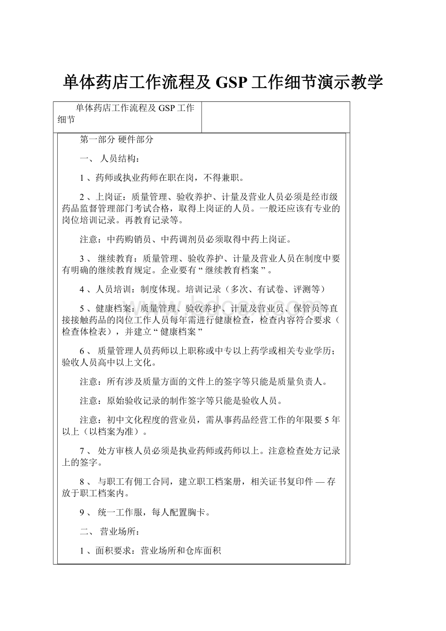 单体药店工作流程及GSP工作细节演示教学.docx_第1页