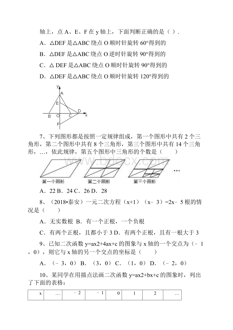 学年人教版数学九年级上学期期中测试题有答案.docx_第2页