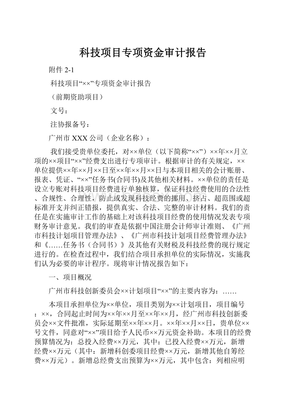 科技项目专项资金审计报告.docx