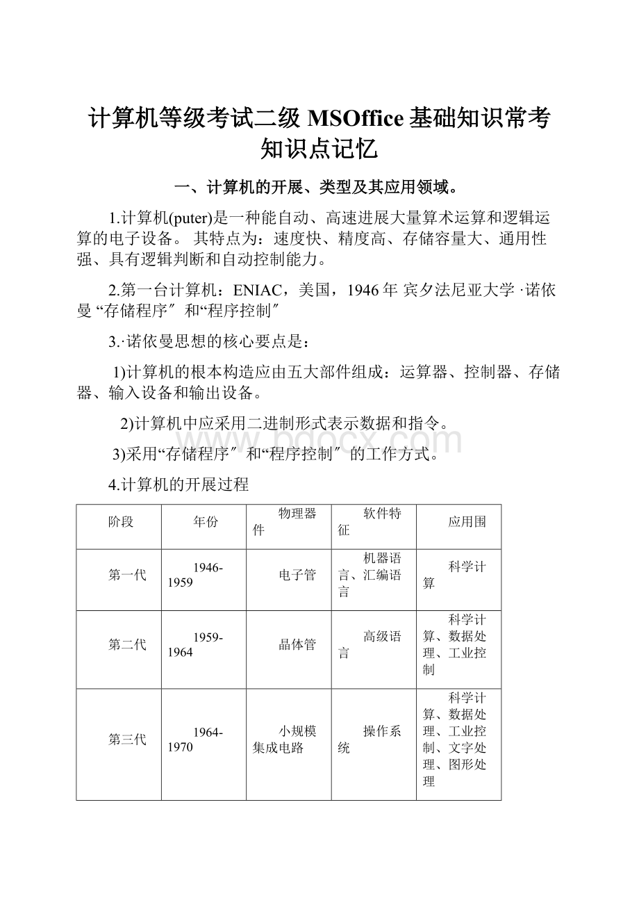 计算机等级考试二级MSOffice基础知识常考知识点记忆.docx_第1页