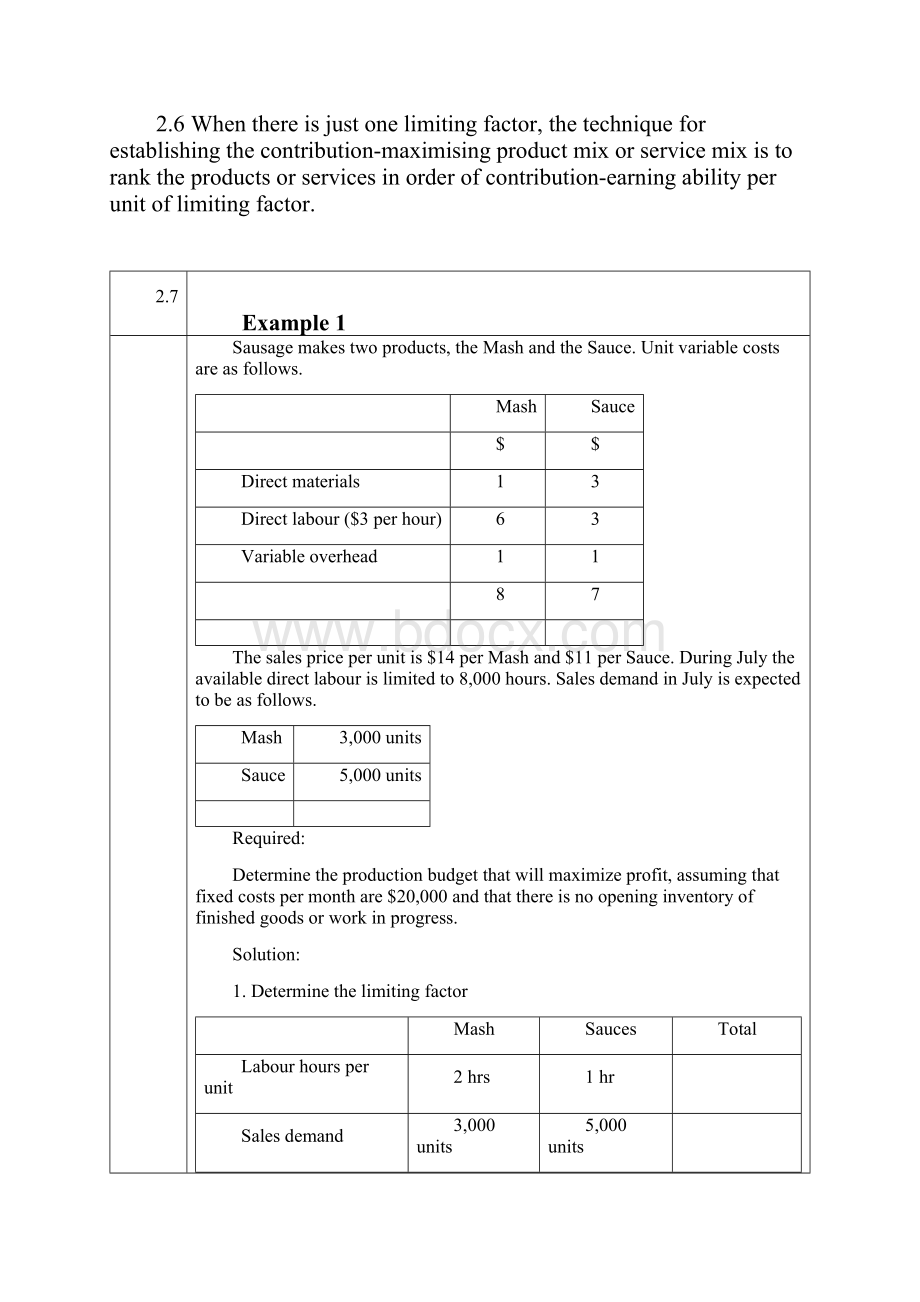 Chapter 5 Limiting Factors and Throughput Accounting5章限制因素和产出会计.docx_第3页