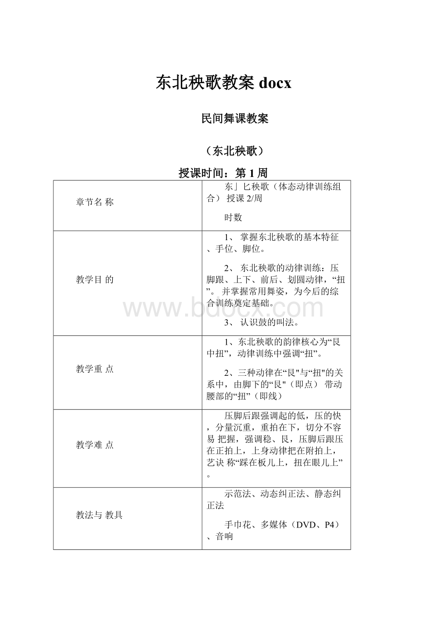 东北秧歌教案docx.docx_第1页