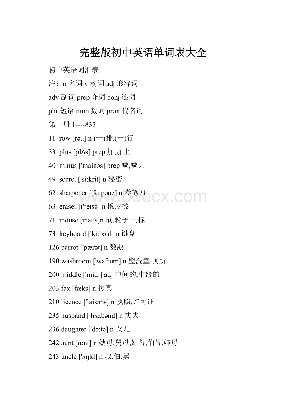 完整版初中英语单词表大全.docx_第1页