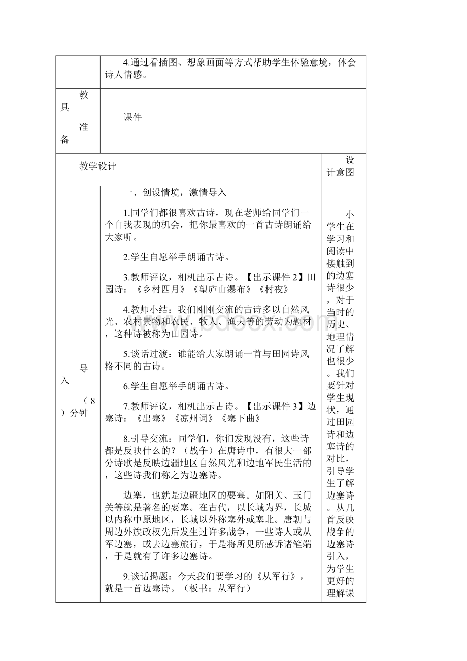 9古诗三首《从军行》《秋夜将晓出篱门迎凉有感》《闻官军收河南河北》 优秀教案.docx_第2页