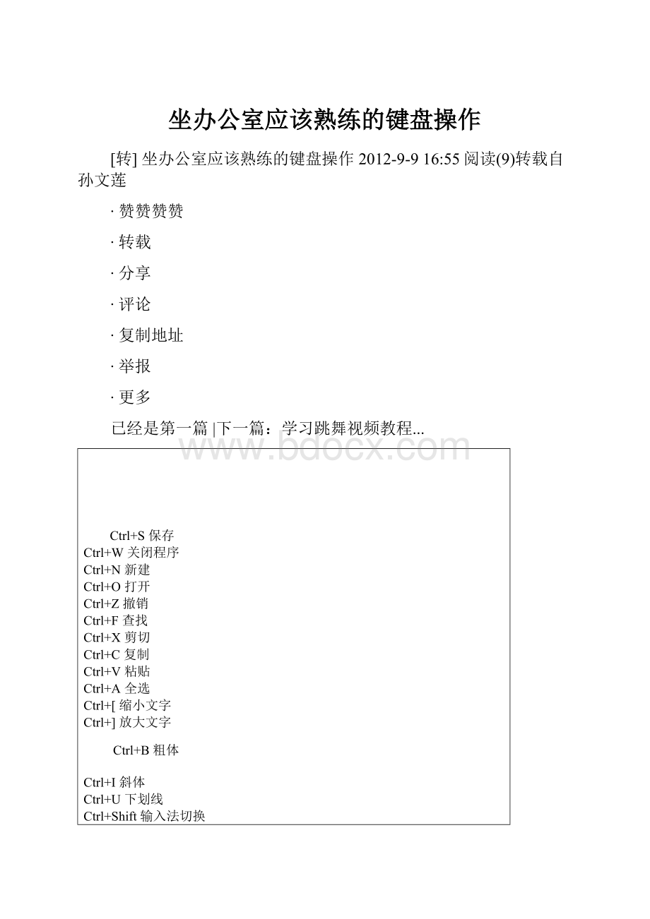 坐办公室应该熟练的键盘操作.docx_第1页