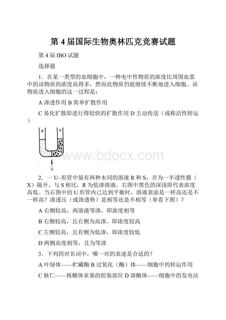 第4届国际生物奥林匹克竞赛试题.docx_第1页