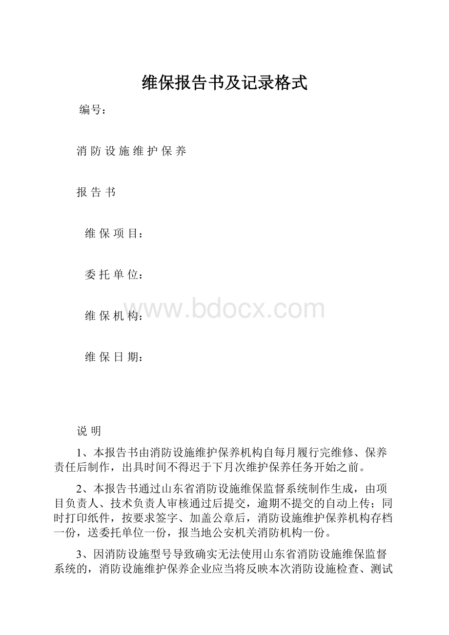 维保报告书及记录格式.docx_第1页