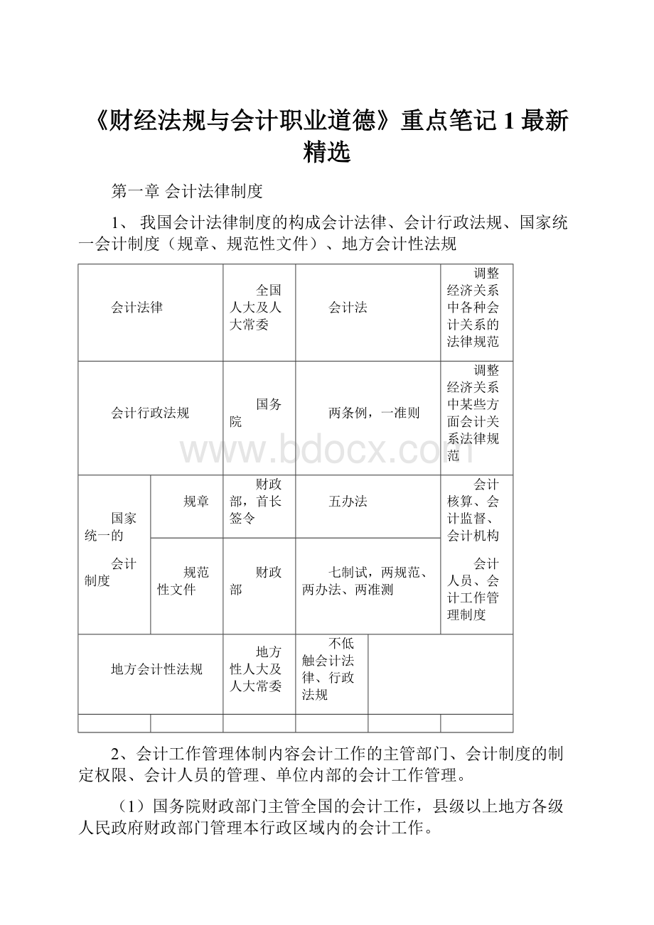 《财经法规与会计职业道德》重点笔记1最新精选.docx