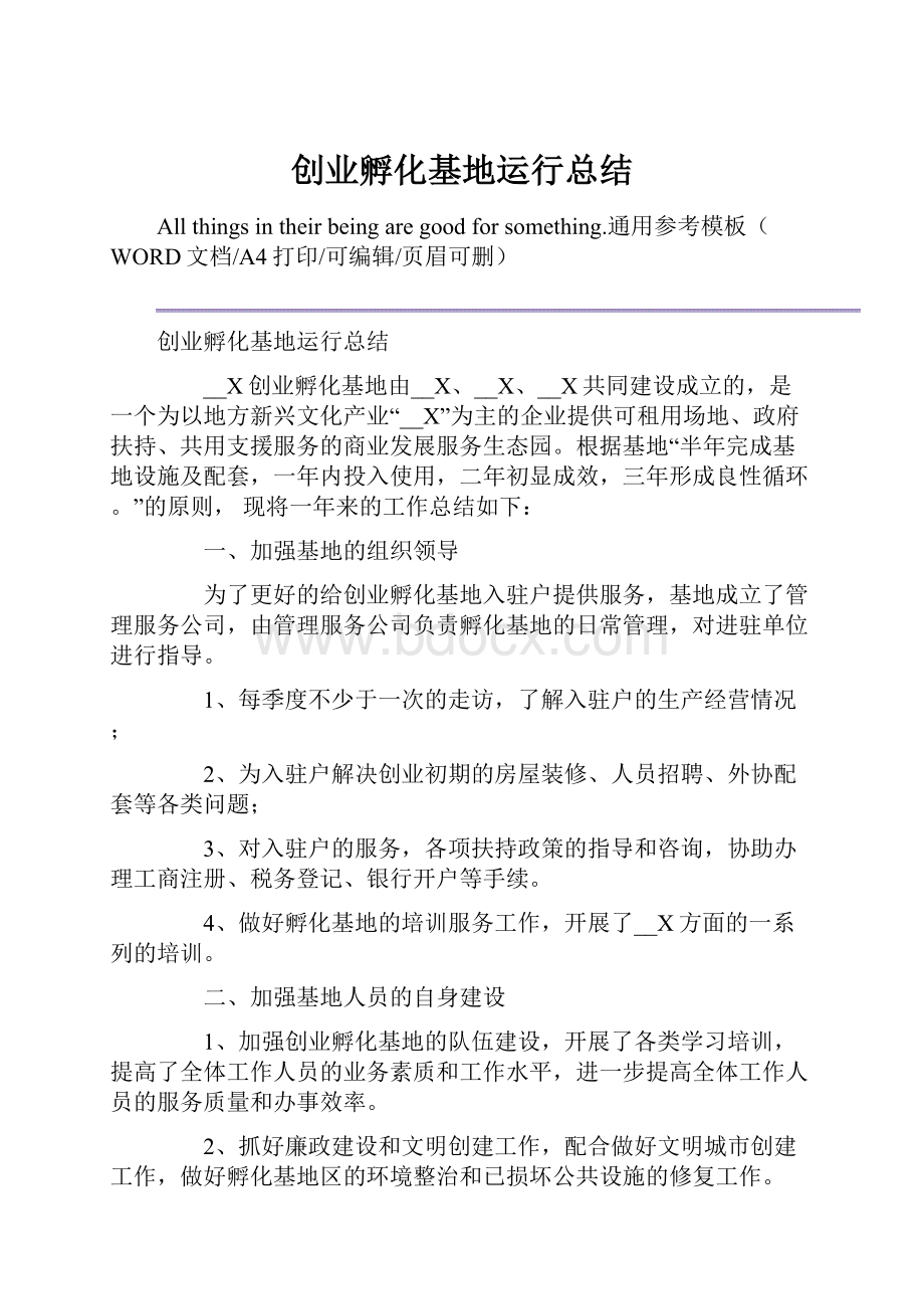 创业孵化基地运行总结.docx_第1页