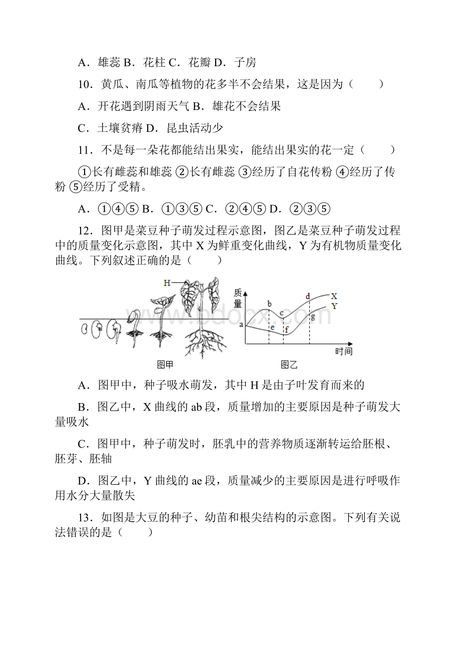 人教版生物七年级上册第三单元 第二章 被子植物的一生 复习卷解析版.docx_第3页