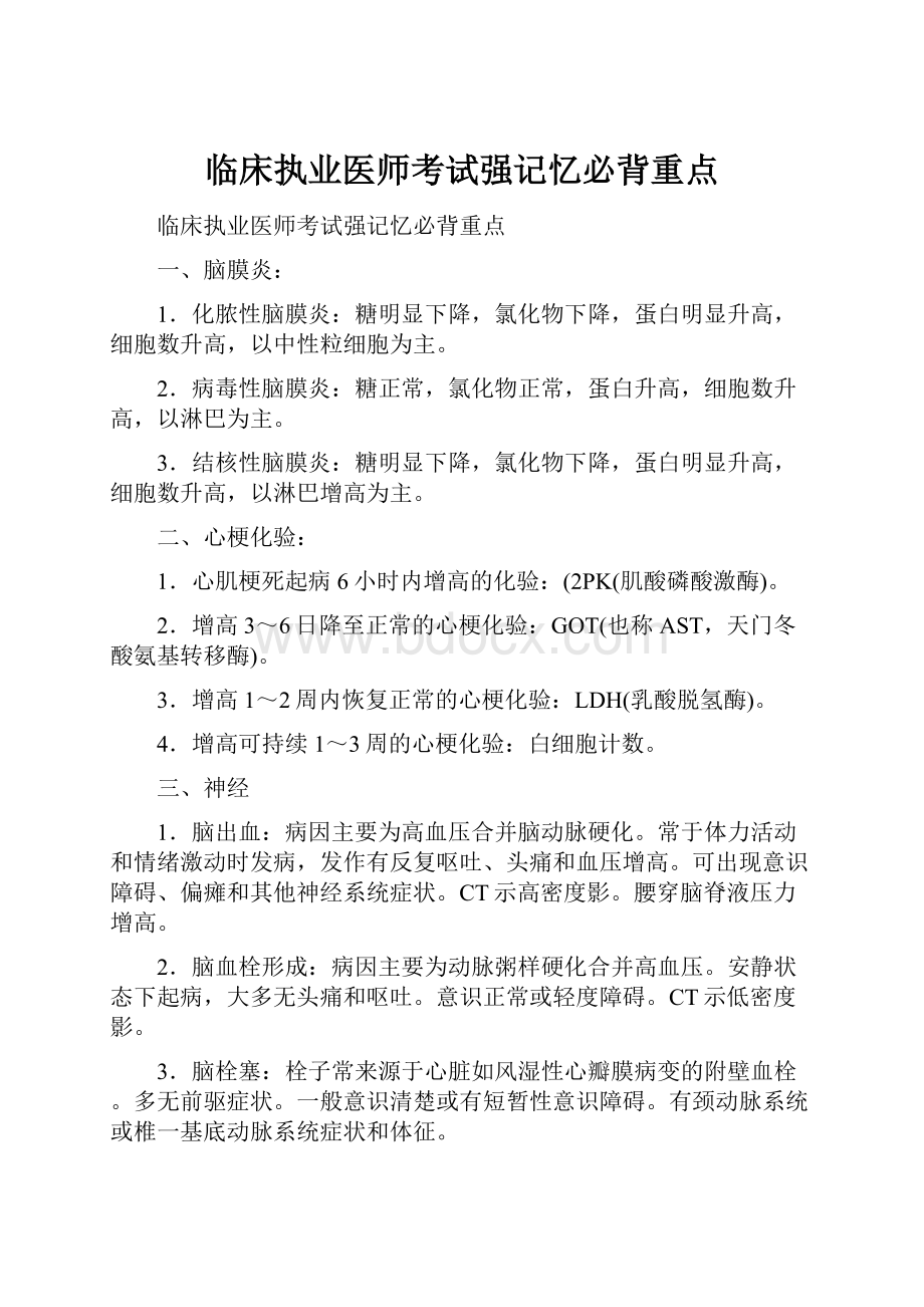 临床执业医师考试强记忆必背重点.docx_第1页