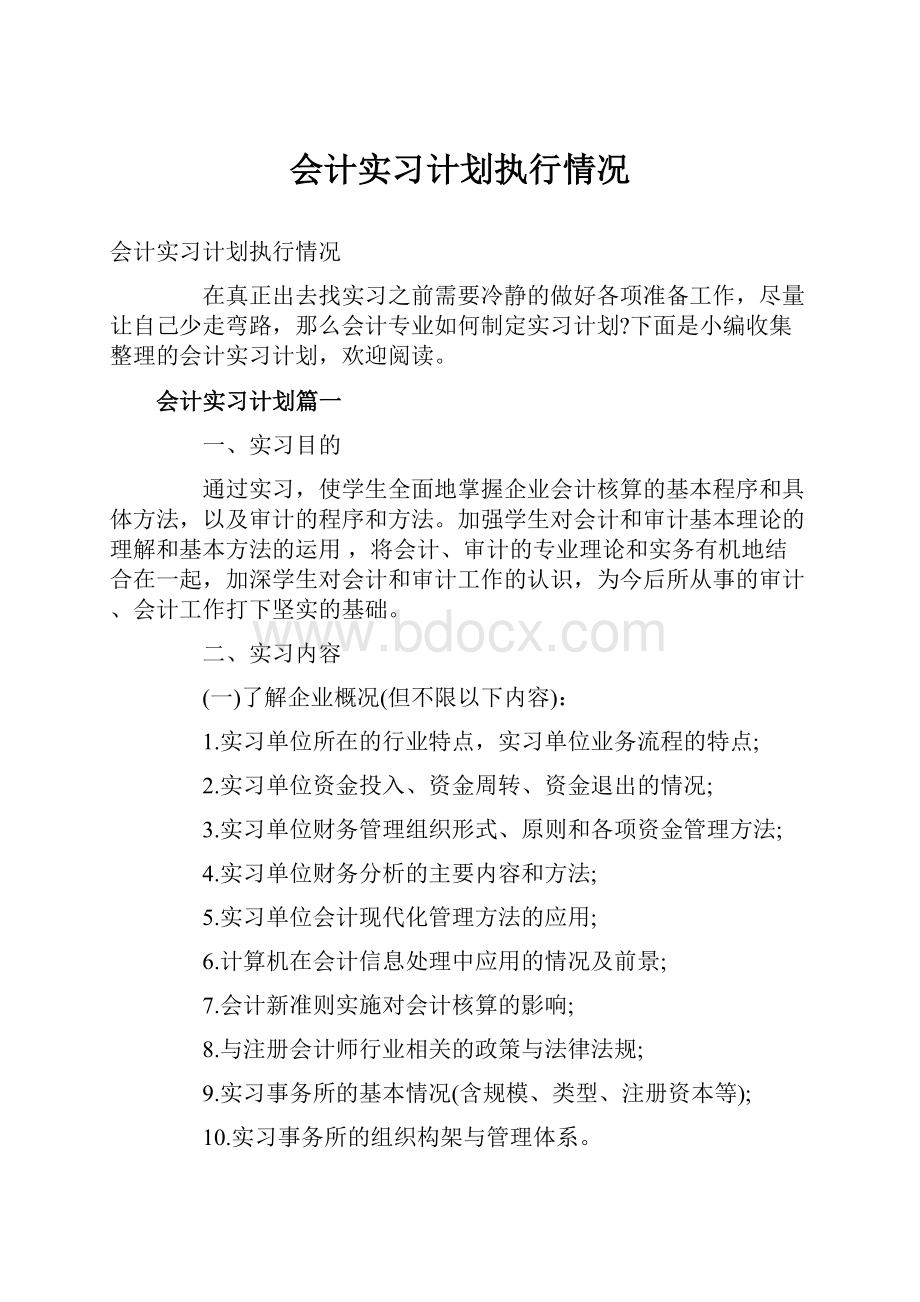 会计实习计划执行情况.docx