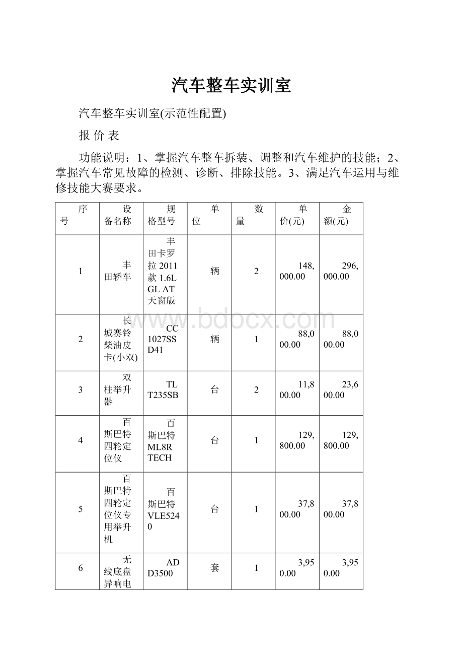 汽车整车实训室.docx_第1页