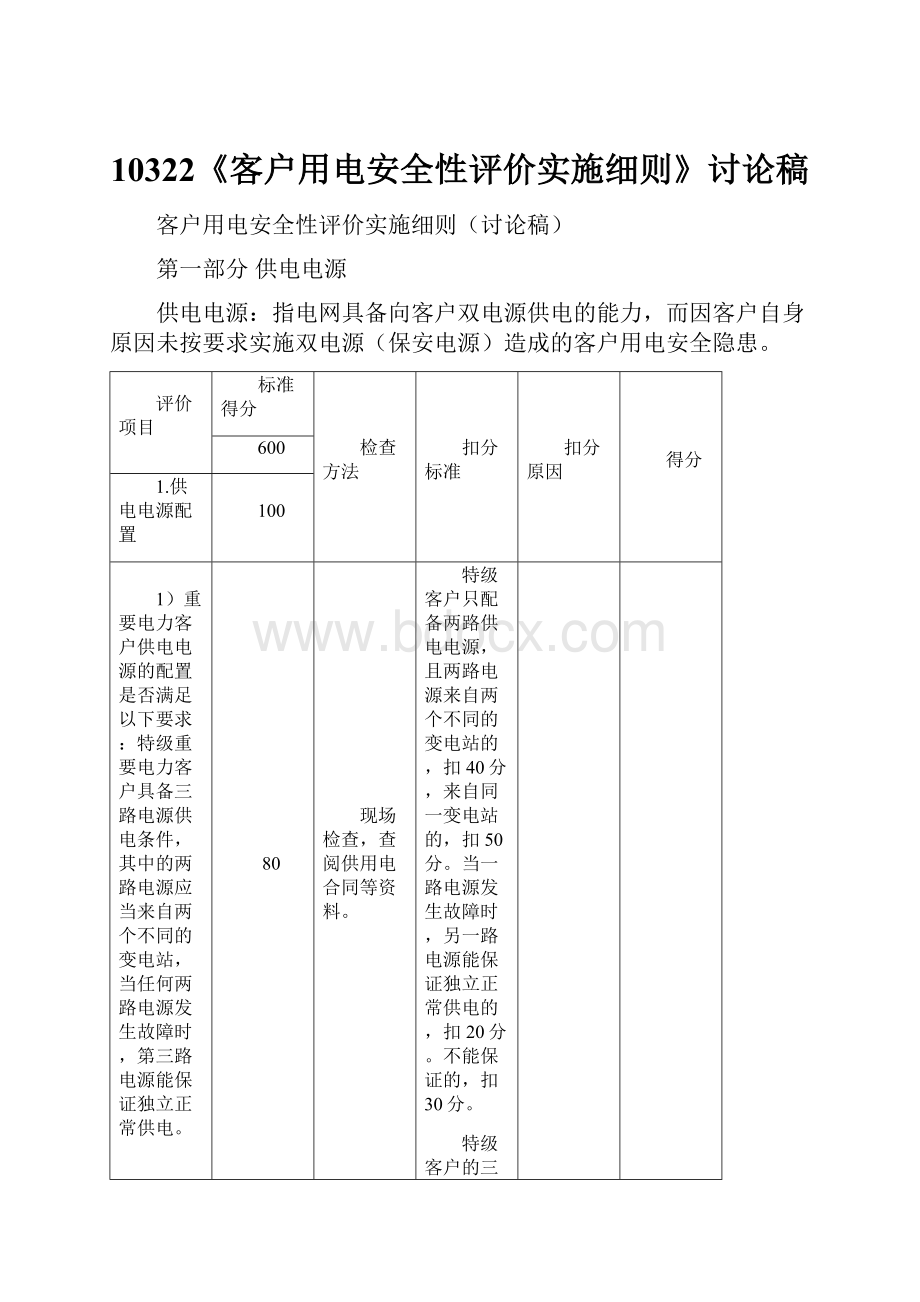 10322《客户用电安全性评价实施细则》讨论稿.docx