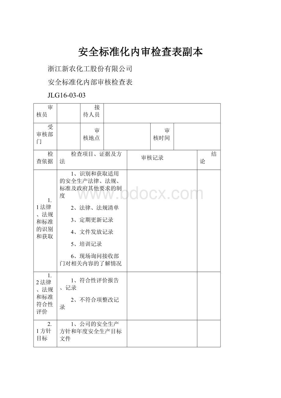 安全标准化内审检查表副本.docx_第1页