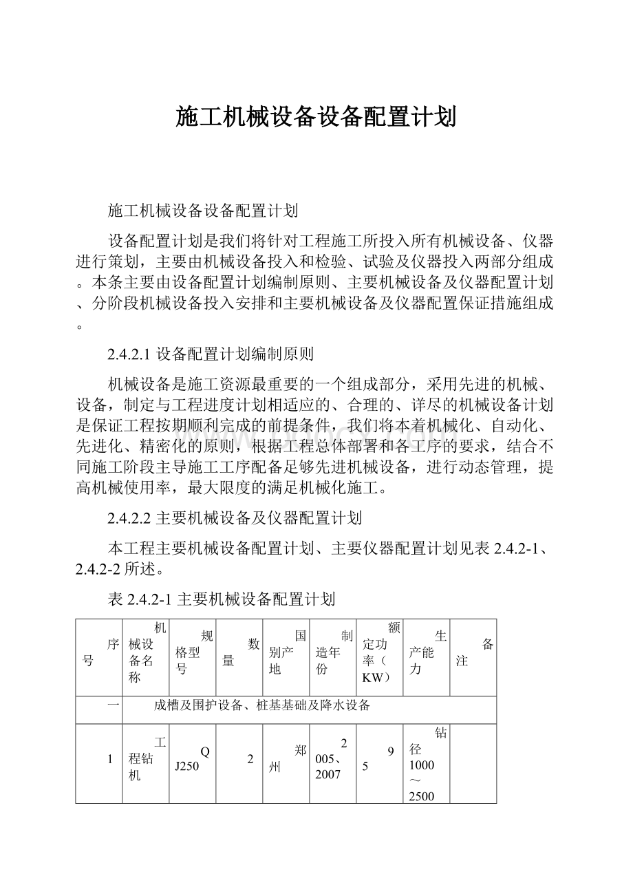 施工机械设备设备配置计划.docx