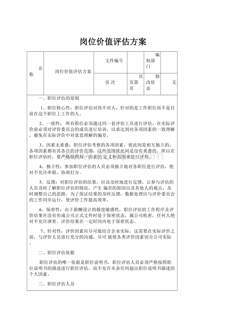 岗位价值评估方案.docx_第1页