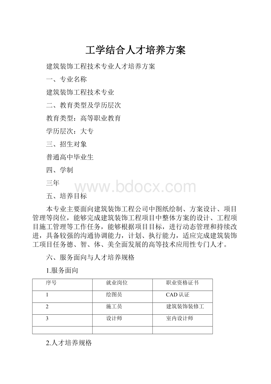 工学结合人才培养方案.docx_第1页