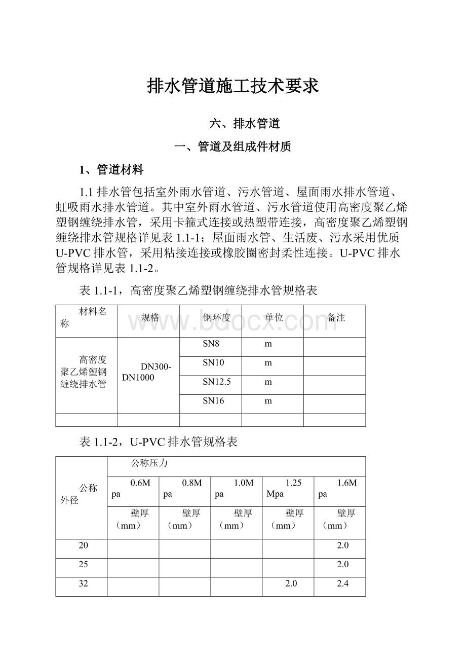 排水管道施工技术要求.docx_第1页