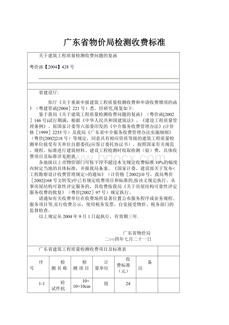 广东省物价局检测收费标准.docx_第1页