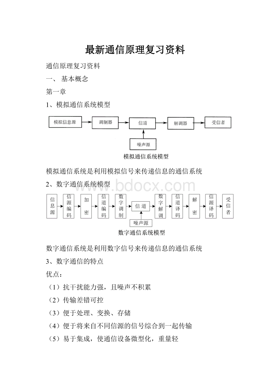 最新通信原理复习资料.docx