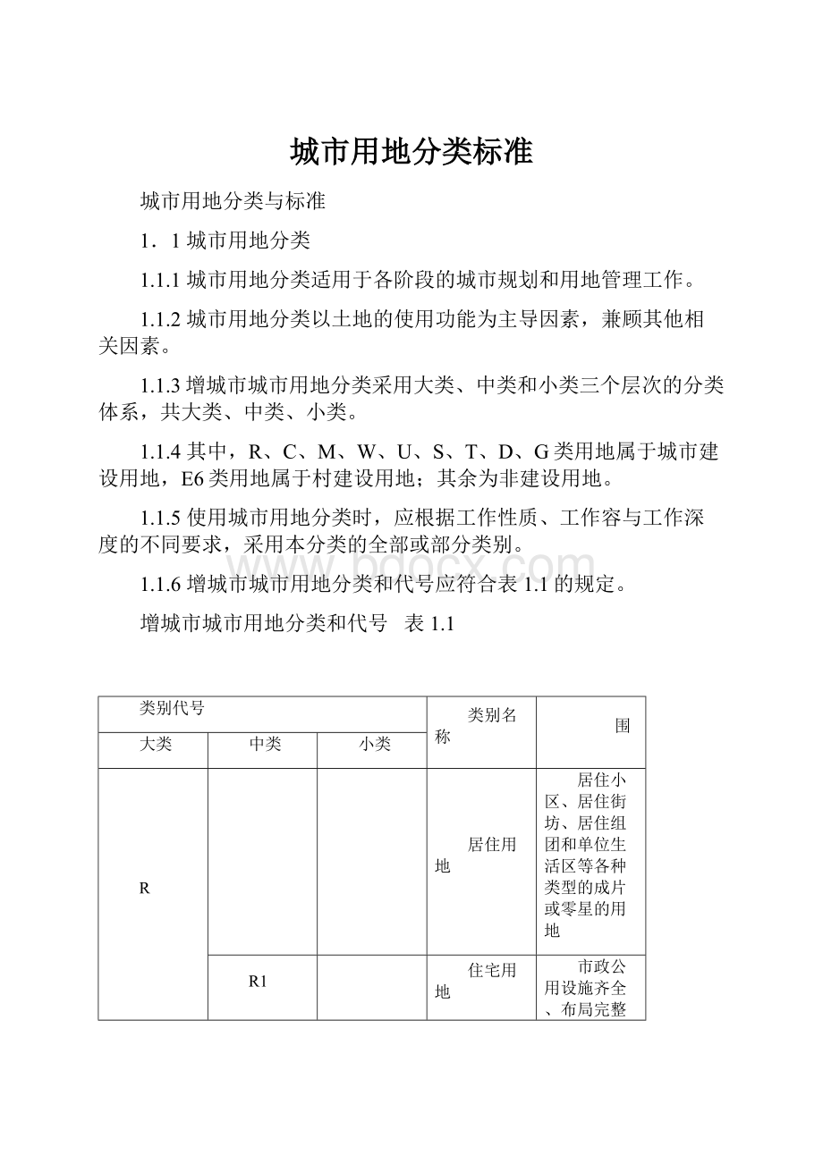 城市用地分类标准.docx