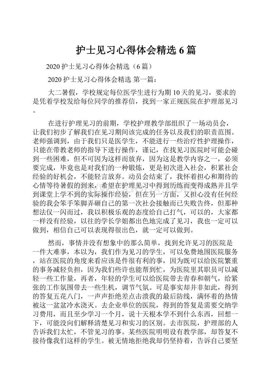 护士见习心得体会精选6篇.docx