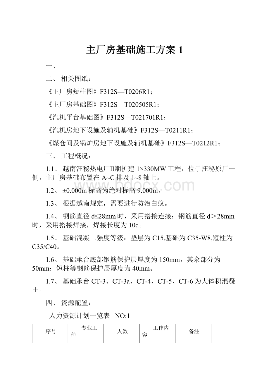 主厂房基础施工方案1.docx_第1页