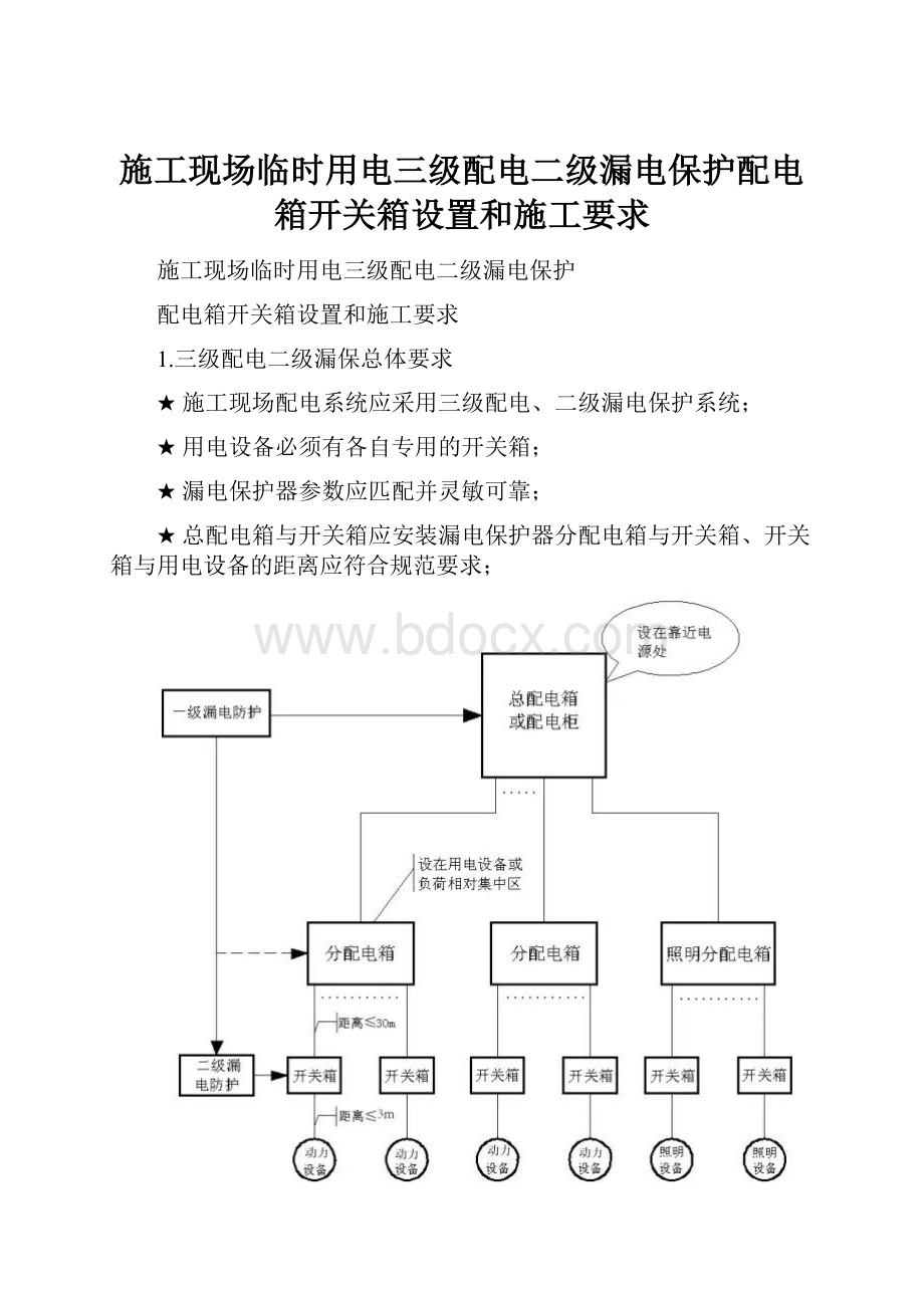 施工现场临时用电三级配电二级漏电保护配电箱开关箱设置和施工要求.docx_第1页