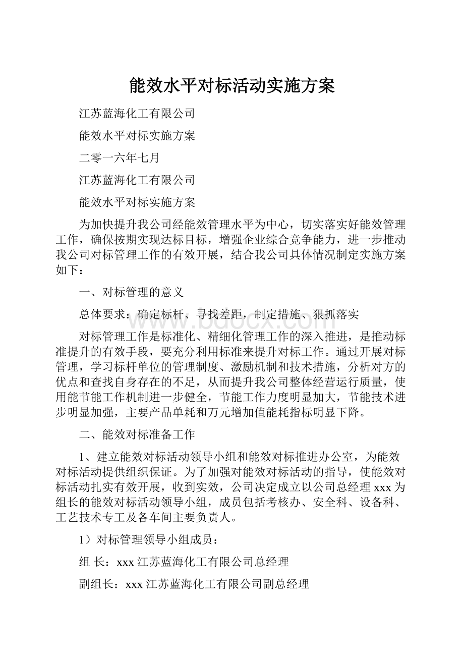 能效水平对标活动实施方案.docx_第1页