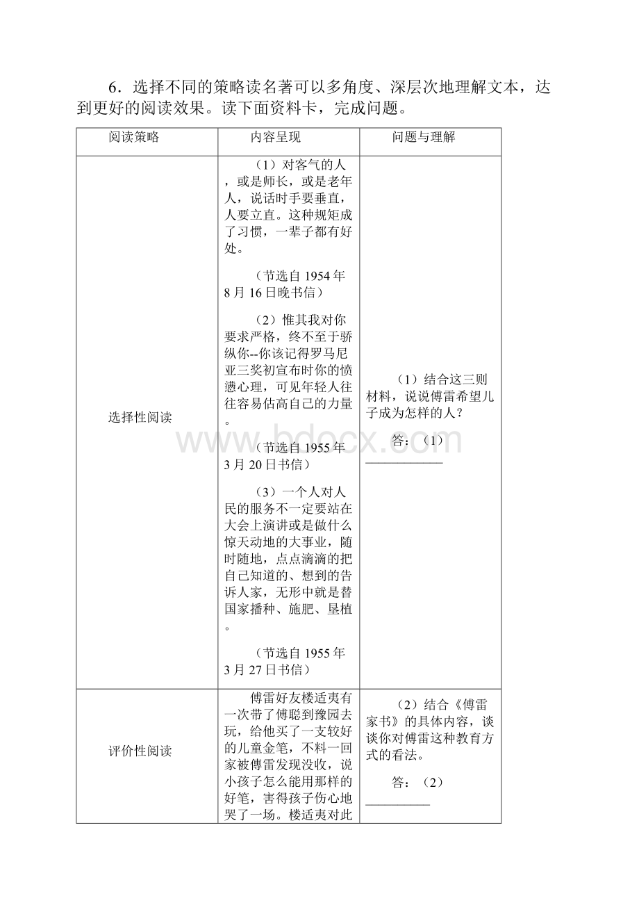 八年级《傅雷家书》名著阅读竞赛答案6知识点.docx_第3页