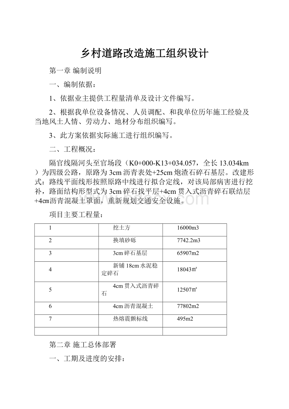 乡村道路改造施工组织设计.docx