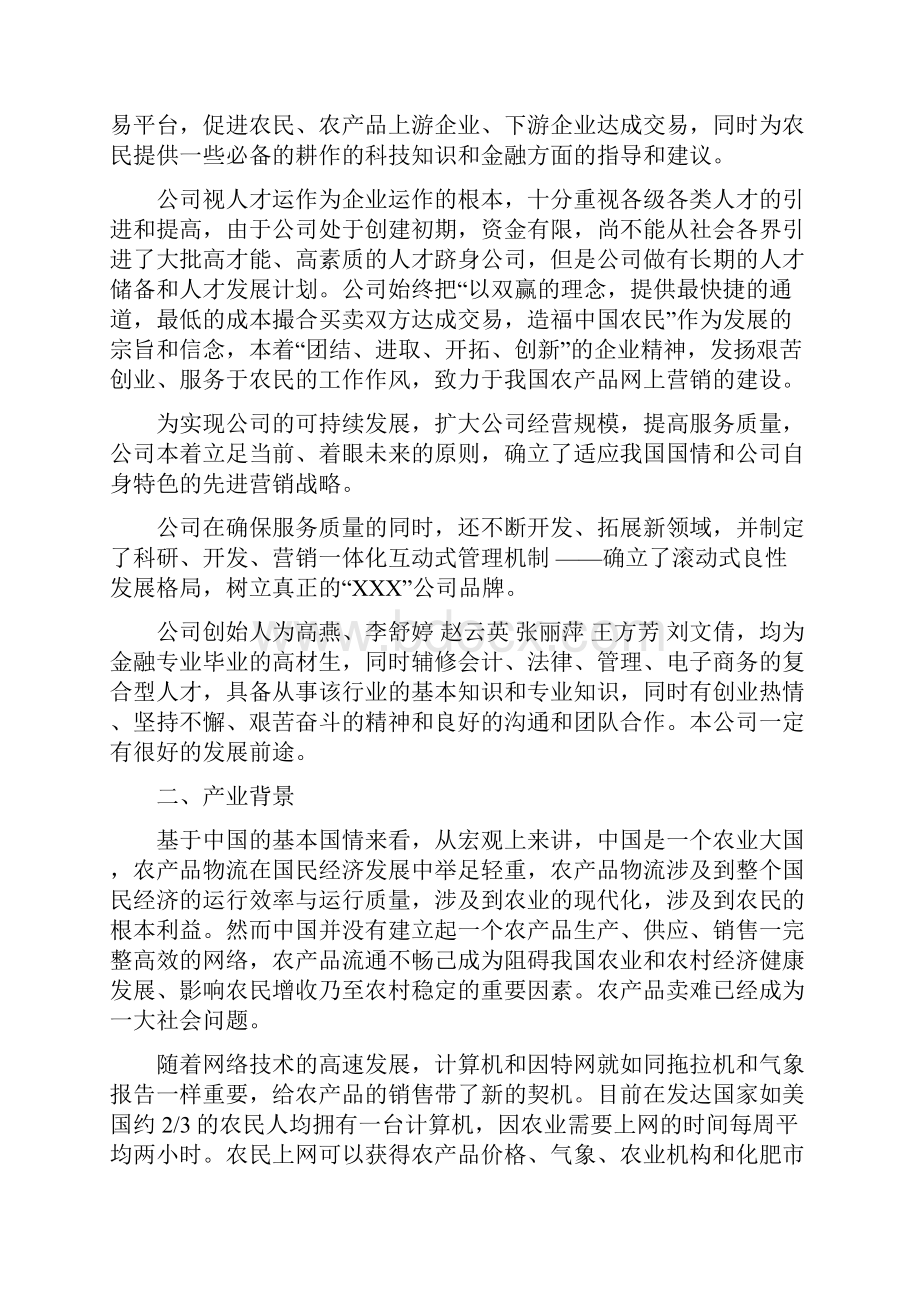 完美精品推荐互联网+农产品网上营销创业商业计划书.docx_第3页