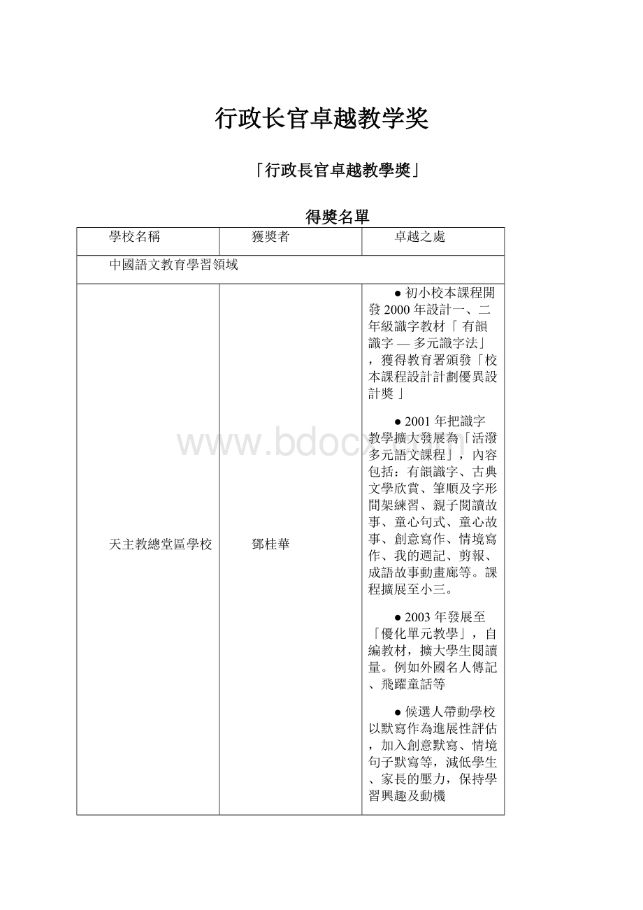 行政长官卓越教学奖.docx