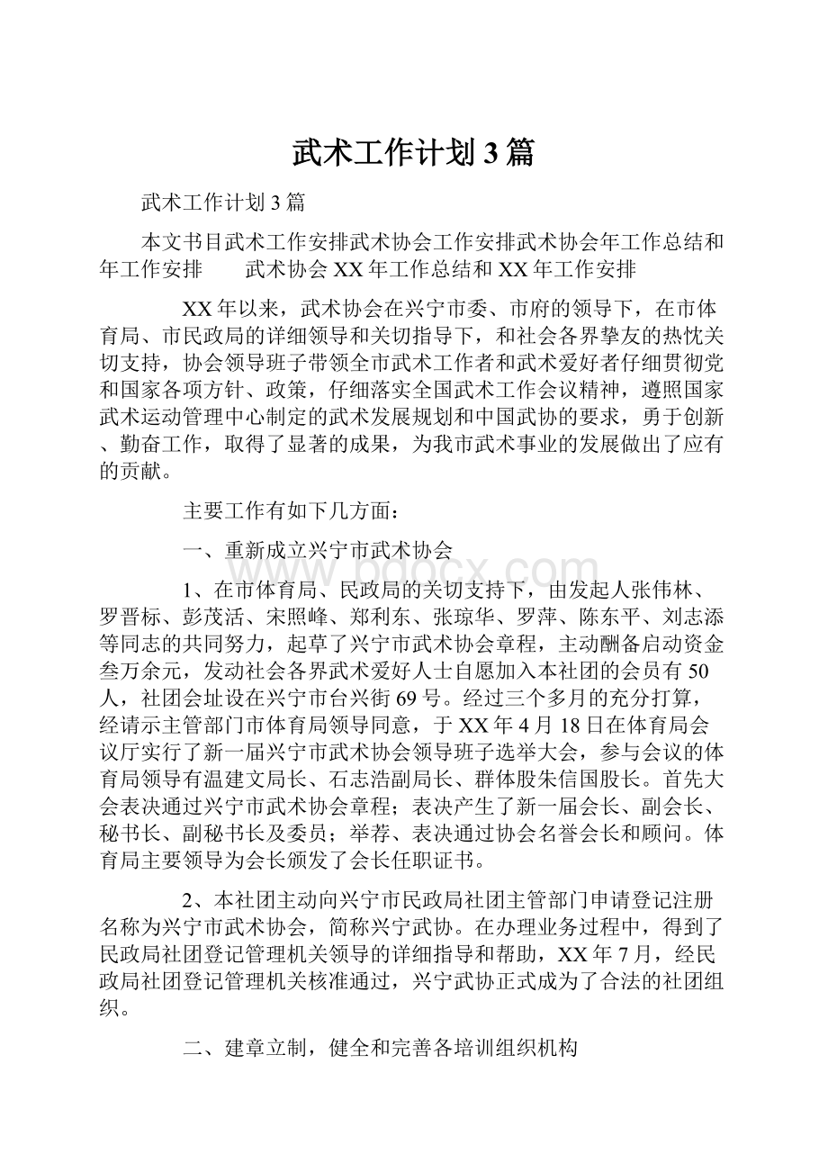 武术工作计划3篇.docx