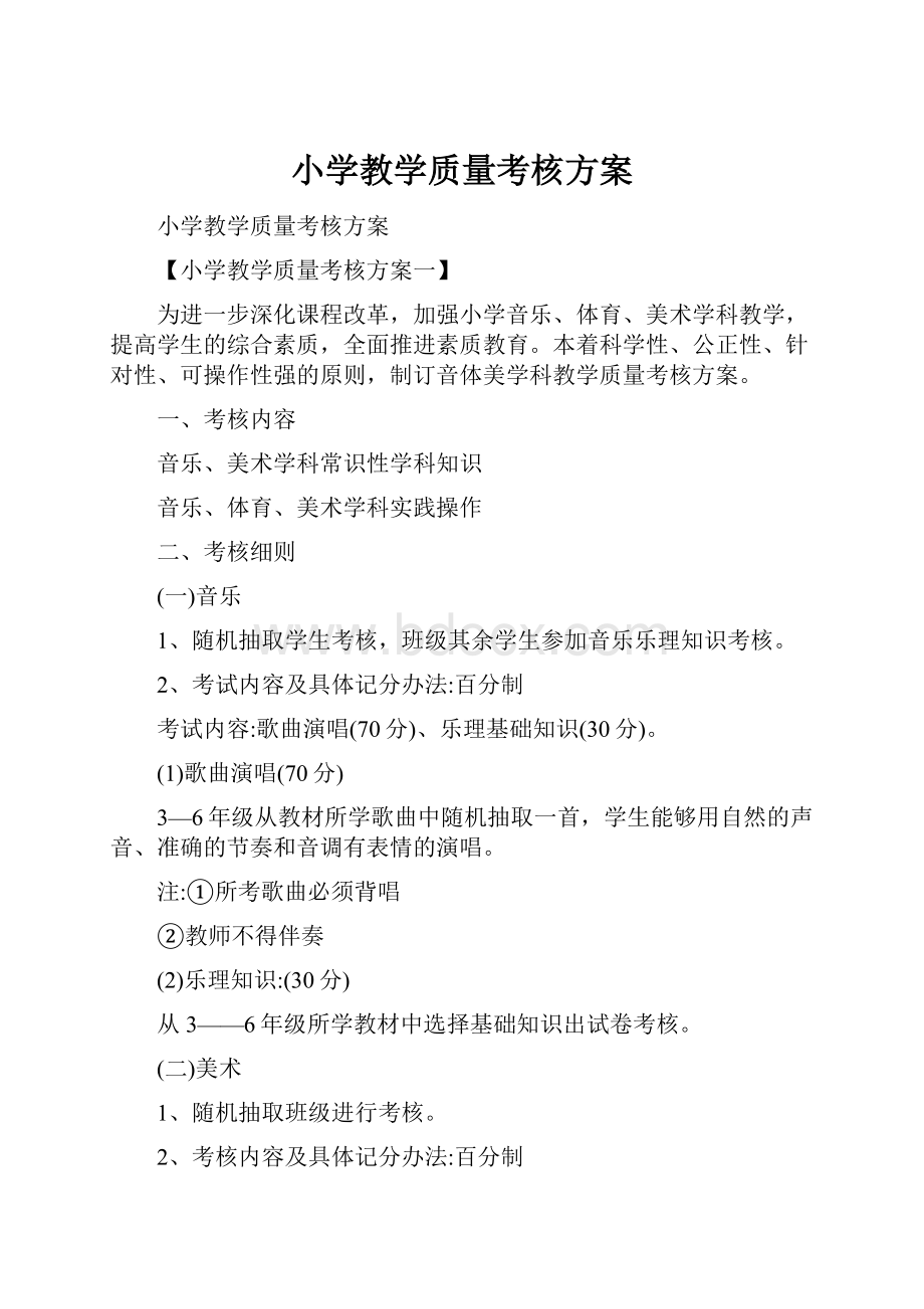 小学教学质量考核方案.docx_第1页