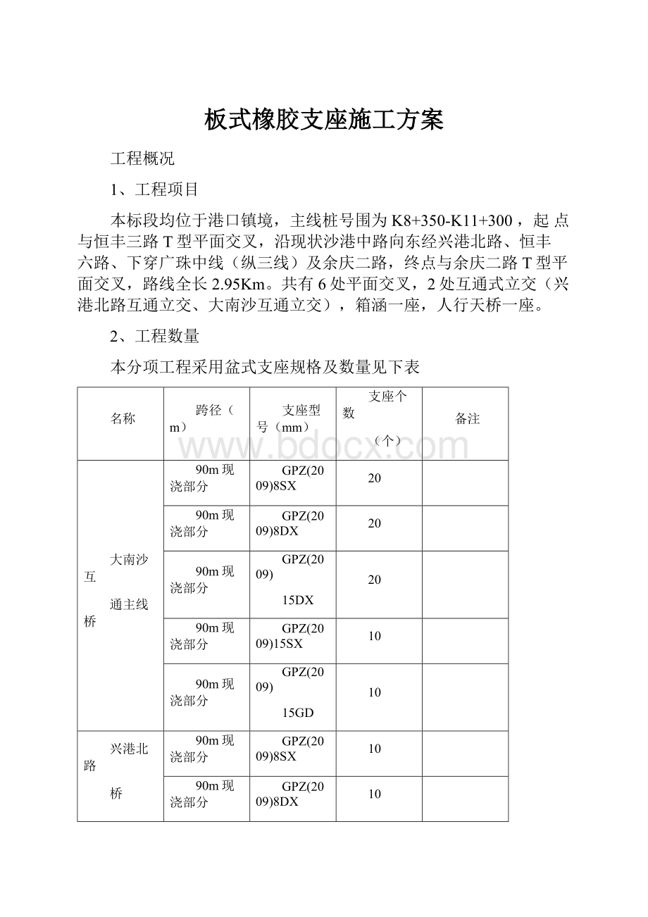 板式橡胶支座施工方案.docx